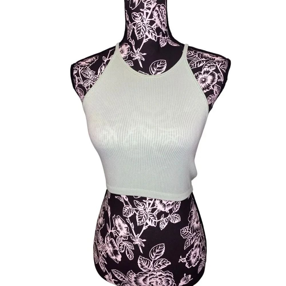 Love Tree Seamless Ribbed Crop Tank Mint Green Y2K Stretch Cami Bralette Top